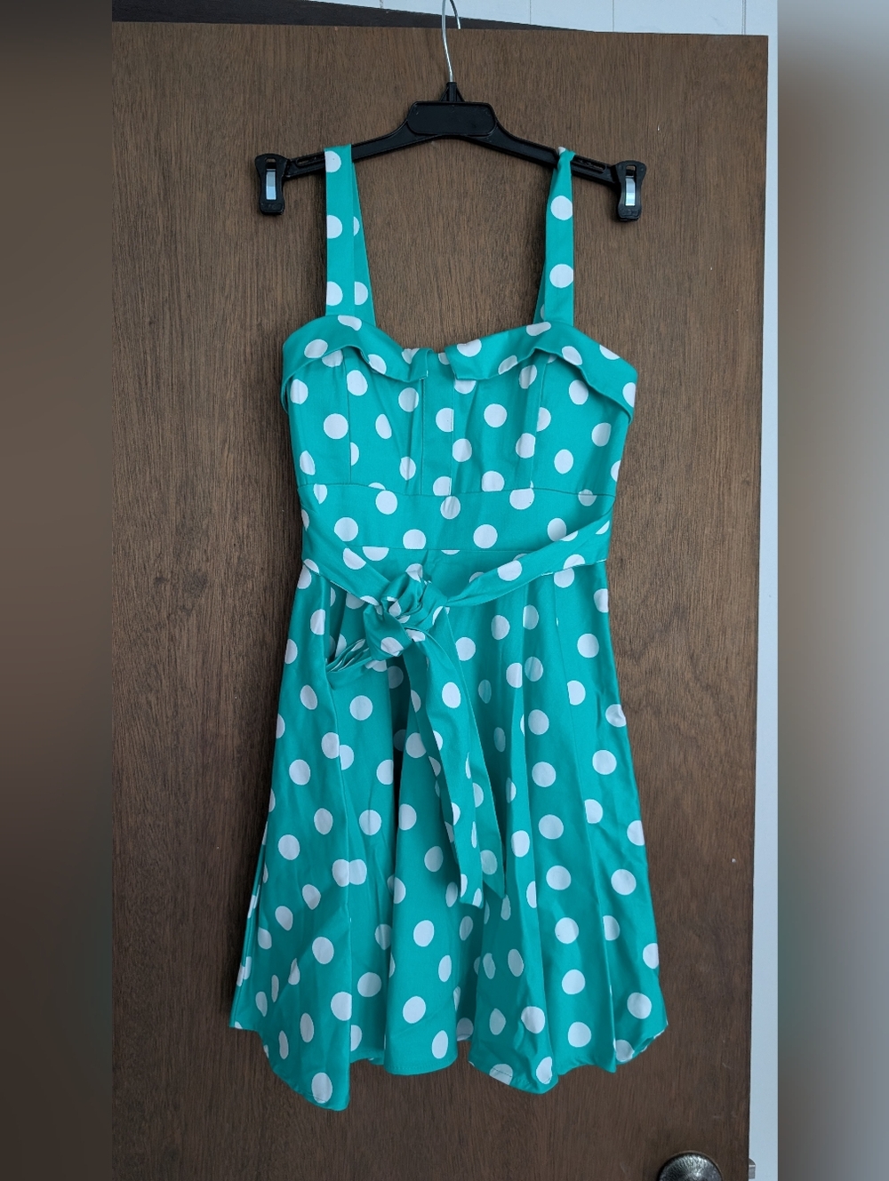 NWT Pin Up Teal Polka Dot Fit-and-Flare Sundress